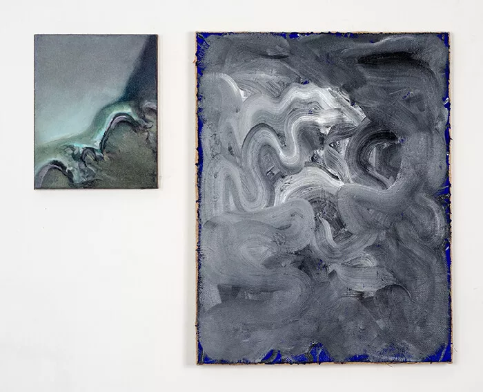 two paintings of material (diptych)